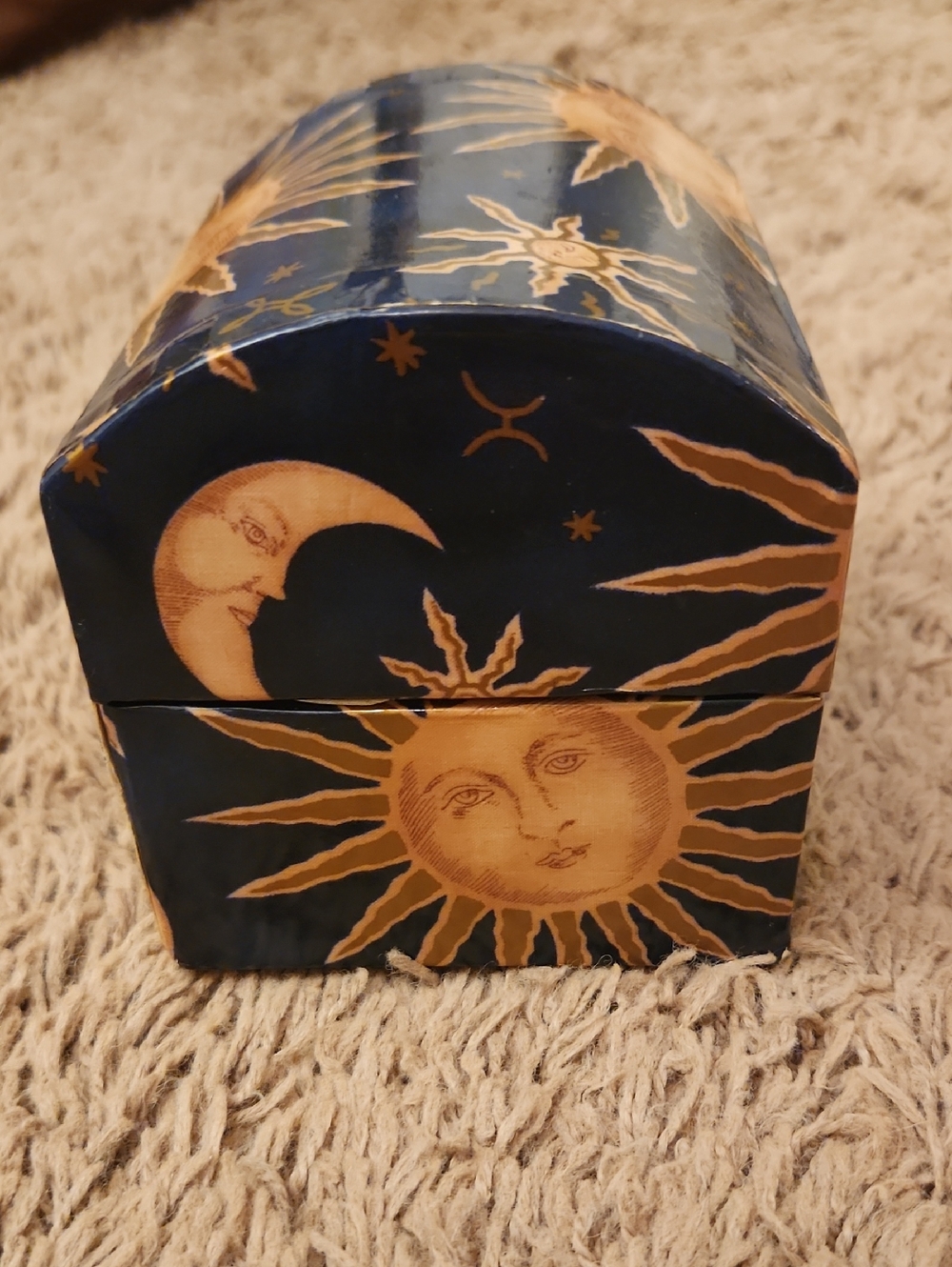 Vintage 90s Celestial Sun & Moon Treasure Box/Jewelry Trunk - Whimsical Decor - Picture 5 of 8